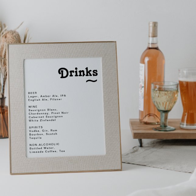Póster Modern Retro Lettering Wedding Drinks Menu Sign (Subido por el creador)