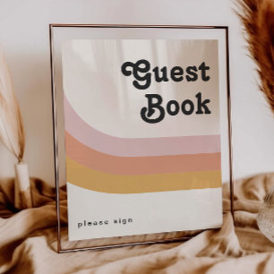 Póster Modern Retro Rótulo de libros de invitados Rainbow