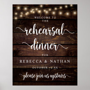 Póster Modern Rustic, Wedding Rehearsal Dinner Welcome 