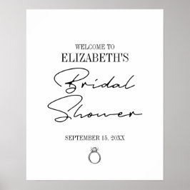 Póster Modern Script Bridal Shower Welcome
