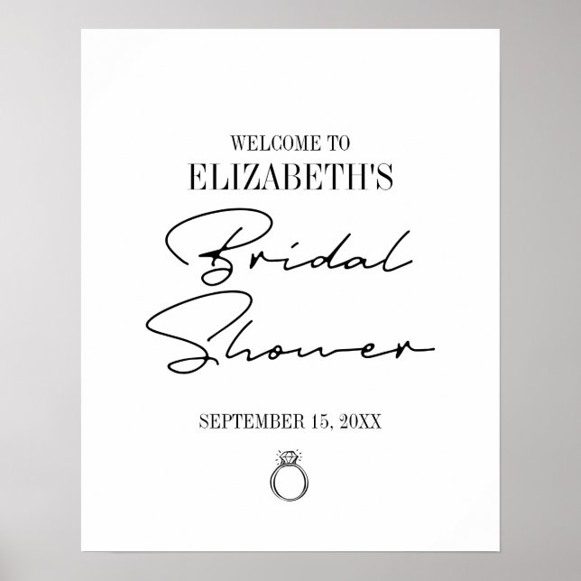 Póster Modern Script Bridal Shower Welcome (Frente)