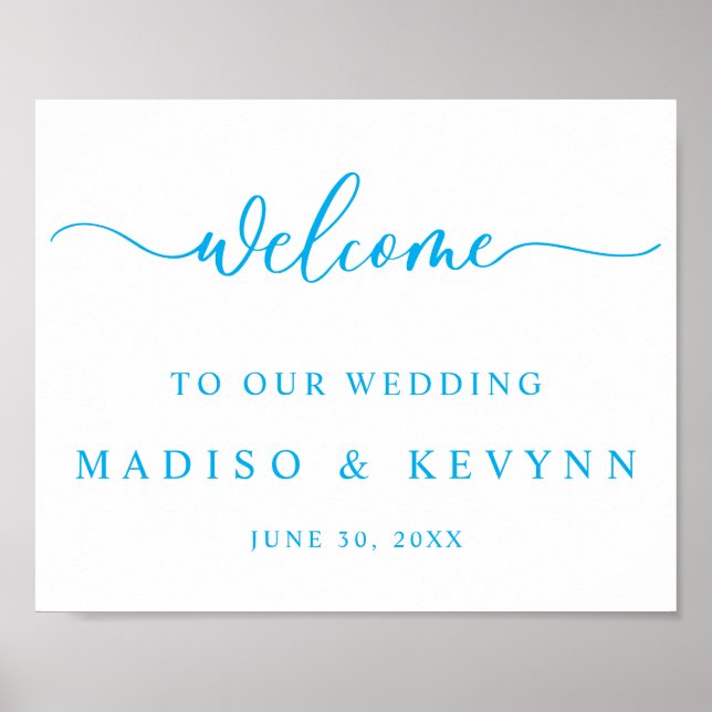 Póster Modern Script Couples Names Wedding Welcome Sign (Frente)