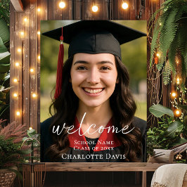 Póster Modern script photo Graduation Party welcome