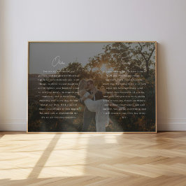 Póster Modern Script Wedding Vows Custom Names & Photo