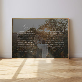 Póster Modern Script Wedding Vows Custom Names & Photo