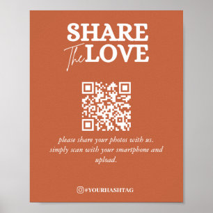 Póster Modern Share the Love QR Code Terracotta