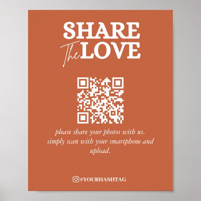 Póster Modern Share the Love QR Code Terracotta (Frente)