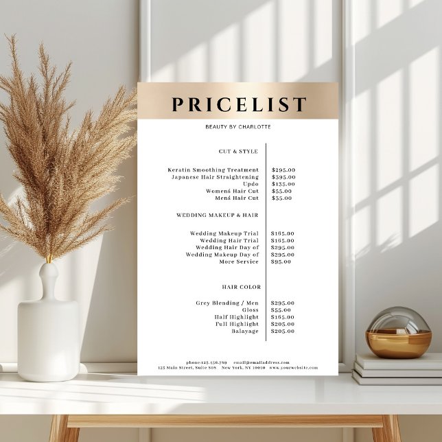 Póster Modern Simpel Gold Salon Price List Poster (Subido por el creador)