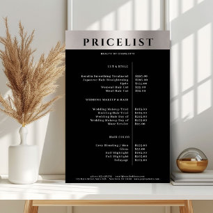 Póster Modern Simpel Silver Salon Price List Poster