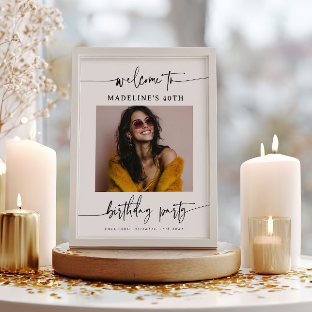 Póster Modern Simple Elegant Script Wedding Photo Sign (Modern Simple Elegant Script Wedding Photo Sign)