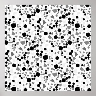 Póster Modern Simple White Terrazzo Black