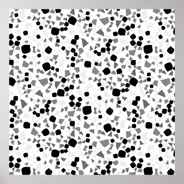 Póster Modern Simple White Terrazzo Black (Frente)