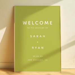 Póster Modern Simplistic Lime Green Wedding Welcome