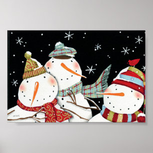 Póster Modern Snowmen Smiles