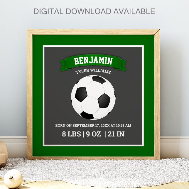 Póster Modern Soccer Ball Baby Birth Stats (Subido por el creador)