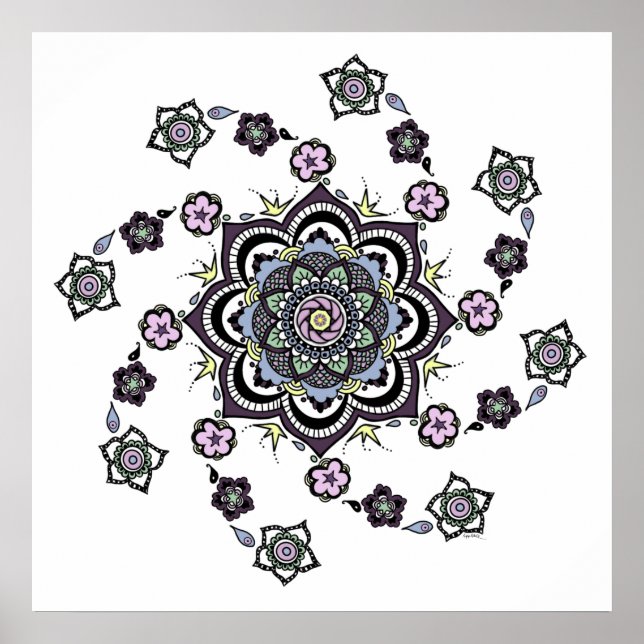 Póster Modern spiral flower mandala (Frente)