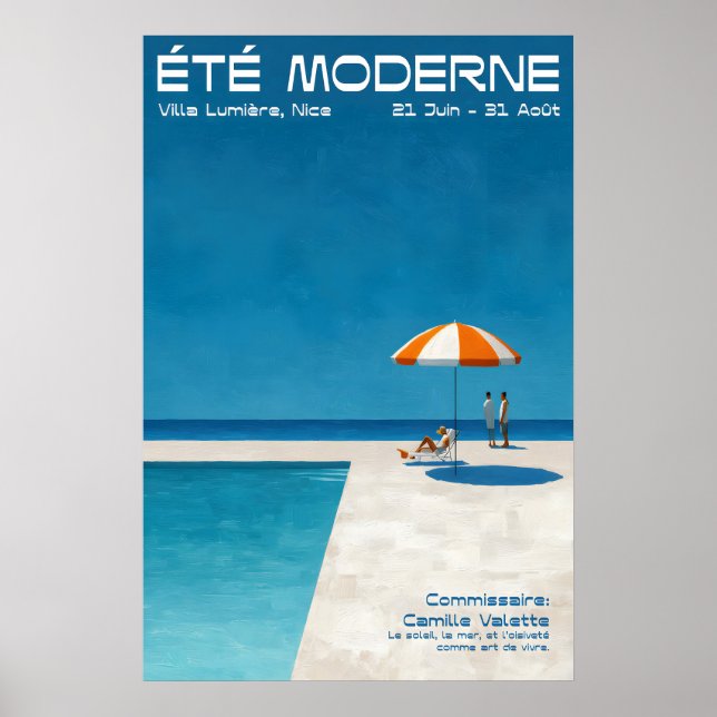 Póster Modern Summer Poolside Wall Art Print Bold French (Frente)