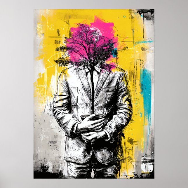 Póster Modern Surreal Portrait Conceptual Tree Art (Frente)