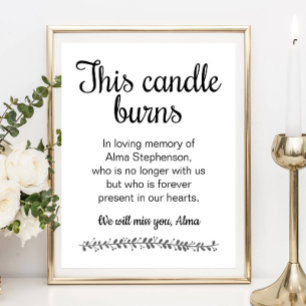 Póster Modern This Candle Burns Memorial Service