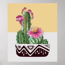 Póster Modern Watercolor Cactus Garden Art