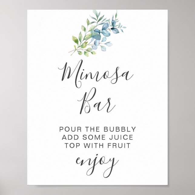 Póster Modern Watercolor Eucalyptus Greenery Wedding (Frente)