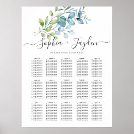 Póster Modern Watercolor Eucalyptus Greenery Wedding