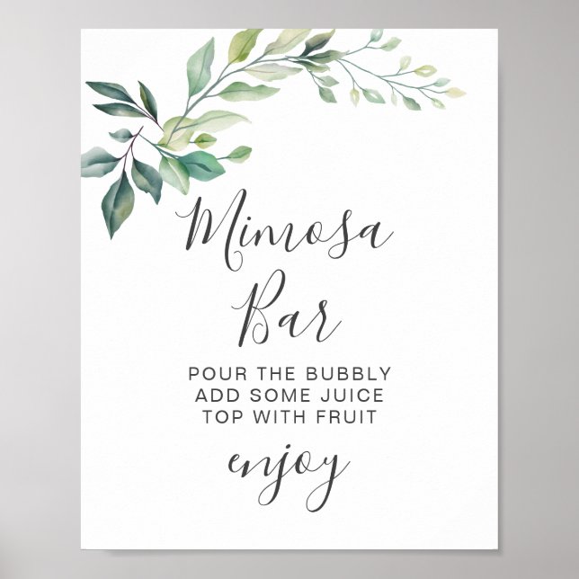 Póster Modern Watercolor Eucalyptus Leaves Greenery (Frente)