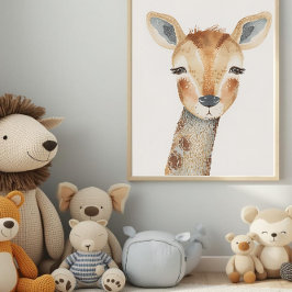 Póster Modern Watercolor Giraffe Nursery Wall Art