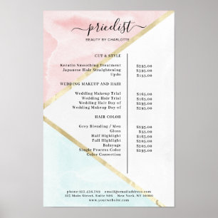 Póster Modern Watercolour Price List Poster