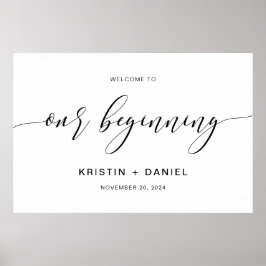 Póster Modern Wedding Welcome To Our Beginning Sign
