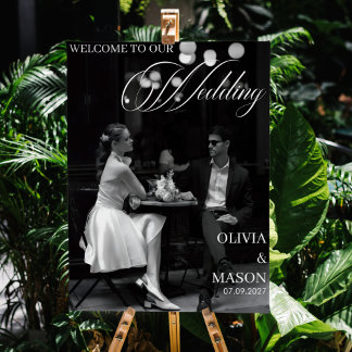 Póster Modern Wedding Welcome with Photo Sign Poster 