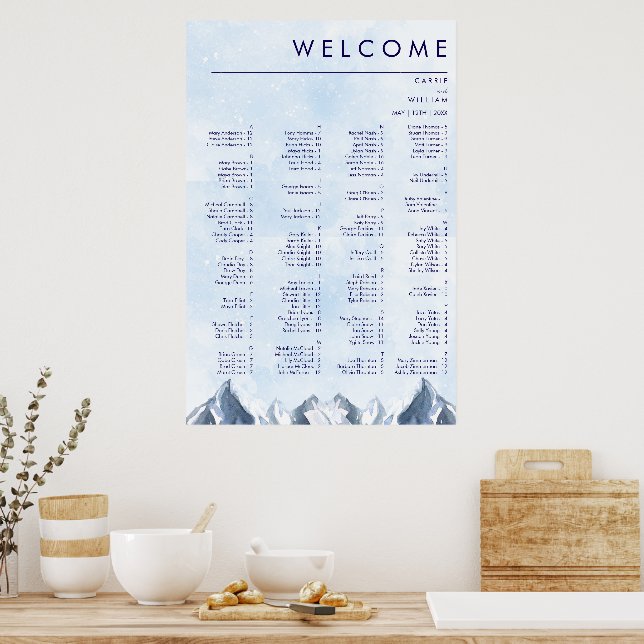 Póster Modern Winter Mountain Pattern Wedding (Cocina)