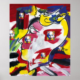 Póster Moderna acuarela colorida Mahatma Gandhi Profile