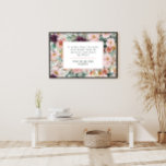 Póster Moderna acuarela floral elegante cita familiar<br><div class="desc">Moderna acuarela floral hermosa cita guión elegante decoración de casa arte impresión diseño poster rosa y violeta de chica. En tendencia floral,  follaje hermoso diseño botánico. Parte de una colección moderna.</div>