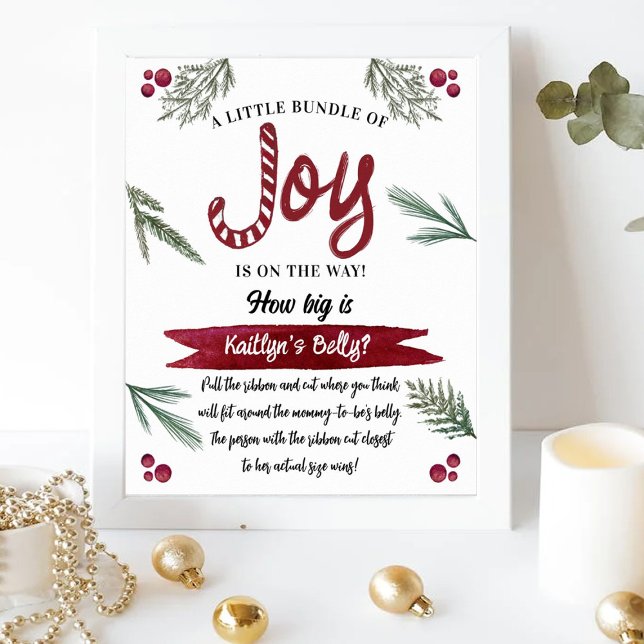 Póster Moderna acuarela "Joy" Candy Cane Baby Shower (Subido por el creador)