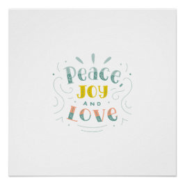 Póster Moderna alegría por la paz y amor tipografía brill