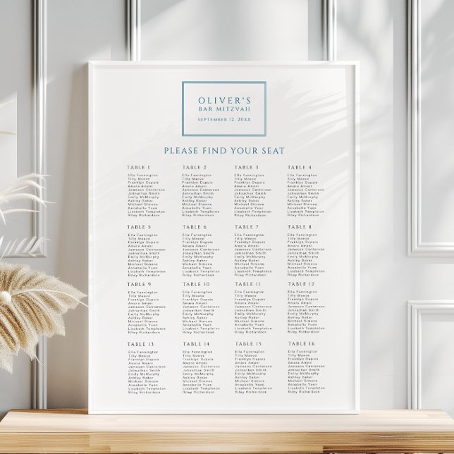 Póster Moderna barra azul Mitzvah Cuadro de asientos Post (Subido por el creador)