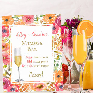 Póster Moderna caída brunch floral ducha de boda Mimosa