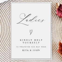 Póster Moderna caligrafía Damas Baño Boda Rótulo