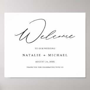 Póster Moderna caligrafía elegante Rótulo Boda de bienven