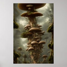 Póster Moderna casa colorida de hongos coloridos casa sur