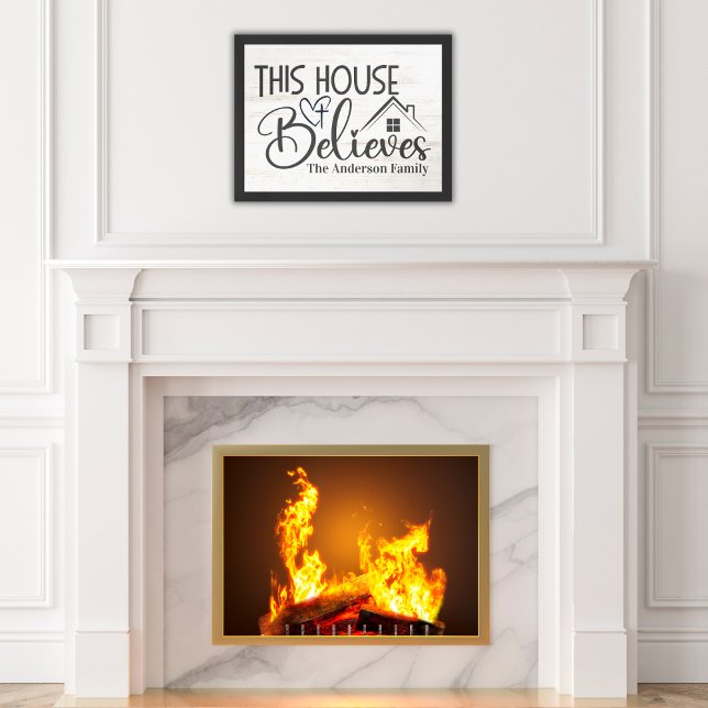 Póster Moderna casa de campo "Esta casa cree" Personaliza (Modern Farmhouse 'This House Believes' Custom Poster)