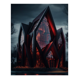Póster Moderna Casa Gótica de alta tecnología de diseño e