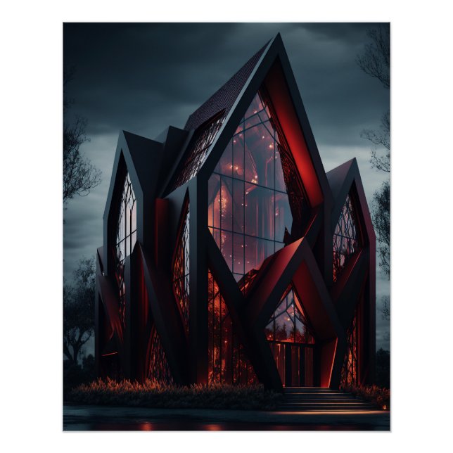 Póster Moderna Casa Gótica de alta tecnología de diseño e (Anverso)
