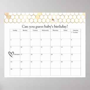 Póster Moderna Ducha de Abeja Dorada con fecha vencida Po