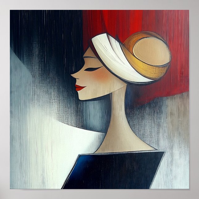 Póster Moderna Elegante Resumen De Hermosa Mujer (Frente)