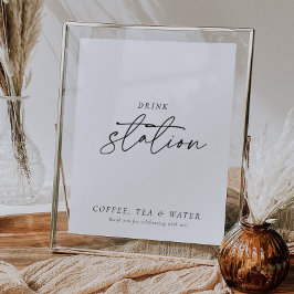 Póster Moderna estación de bebidas Rótulo ducha de novia