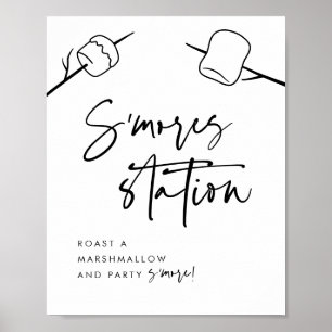 Póster Moderna Estación de Marshmallow S'mores con escrit