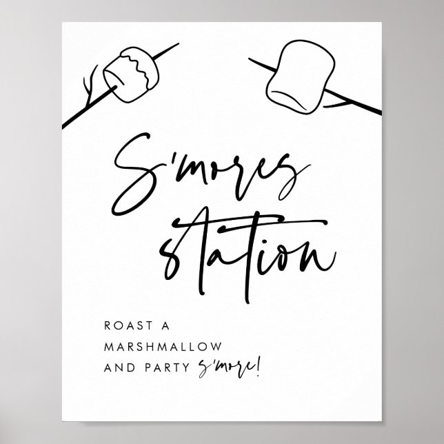 Póster Moderna Estación de Marshmallow S'mores con escrit (Frente)