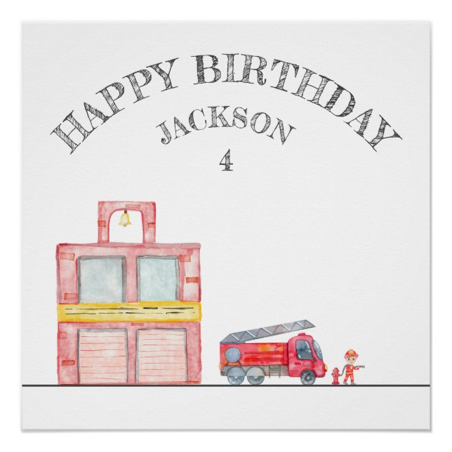 Póster Moderna fiesta Minimalista de cumpleaños de Firema (Anverso)